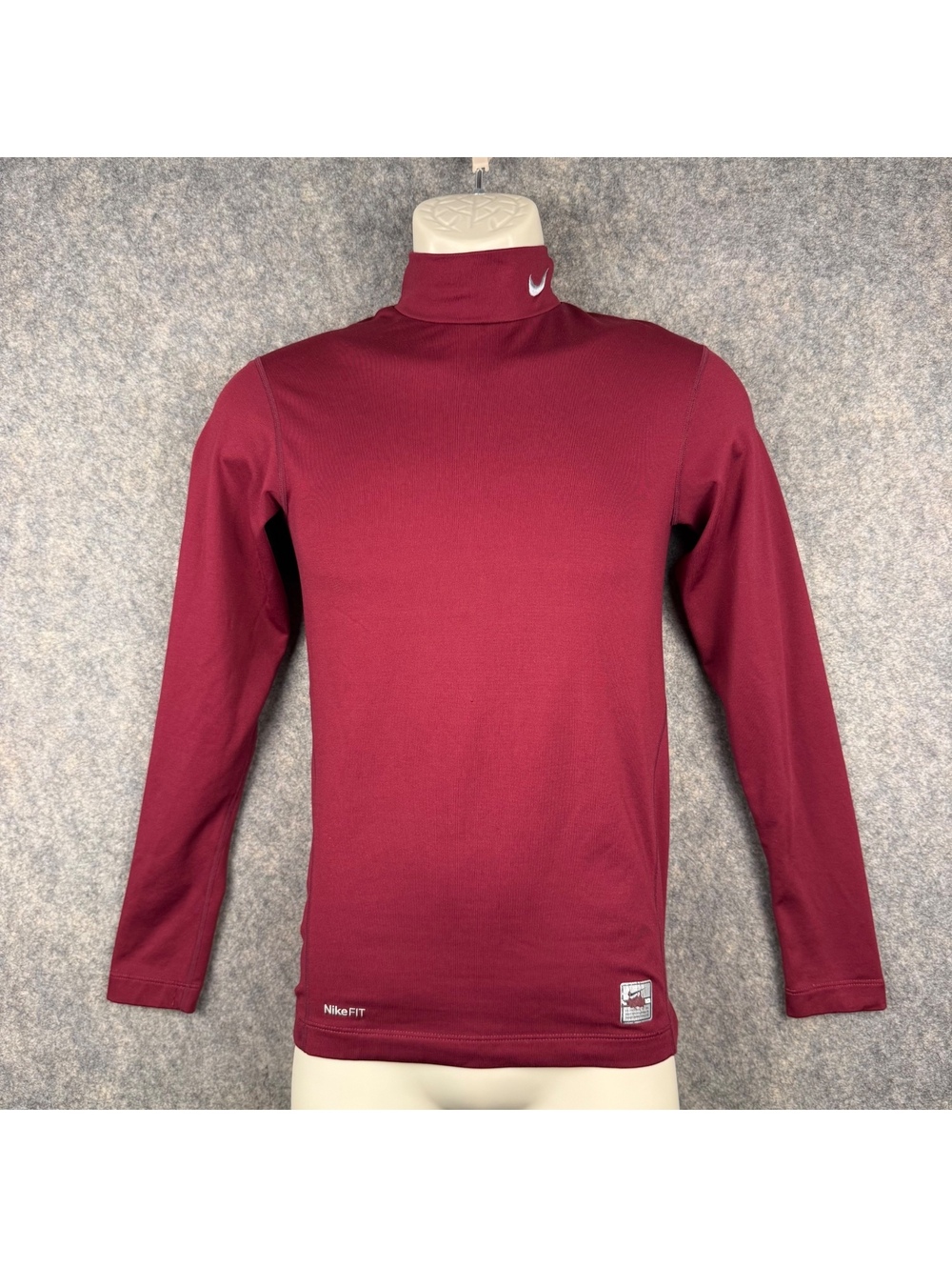 Nike Pro Compression Long Sleeve Mock Neck Shirt Burgundy Gray Men Small 202